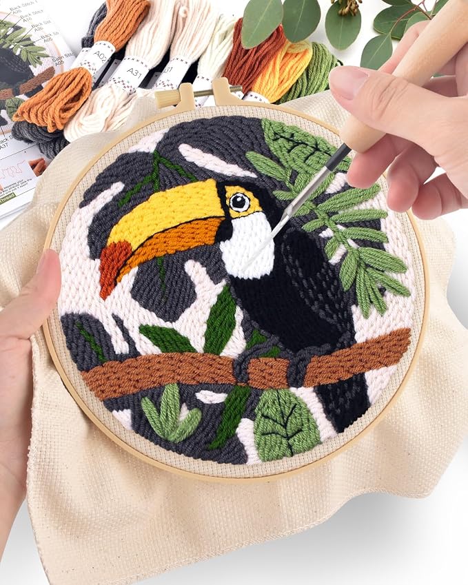 ERKOON Punch Needle Kit for Beginners Adults, DIY Easy Animals Embroidery Set - Image 5