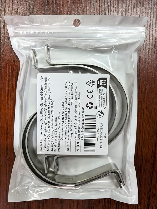 OD 3-1/8" Conduit Clamp 304 SS Pipe Support U Bracket, Tube Clamp for Large Cable/Water Pipe/Pipe, Heavy Duty Strap Clamps | OD 3-1/8" | 4 pcs
