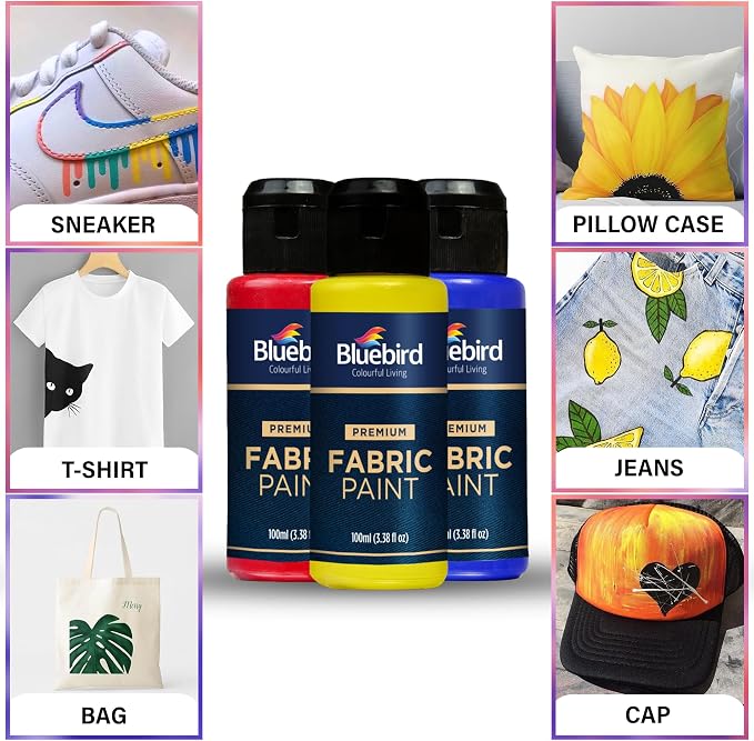 BLUEBIRD Fabric Paint, Lemon Yellow, 3.4 Fl Oz, Permanent Fabric Paints - Image 3