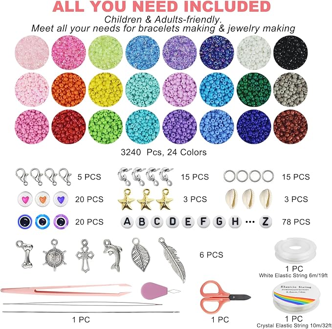 Redtwo 4mm Glass Seed Beads for Jewelry Bracelet Making Kit, Small Beads - Image 2