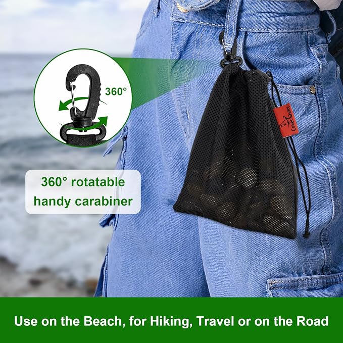 Mesh Foraging Bags with Clip, 4 Pack Drawstring & Toggle Closure Foraging Pouch - Image 4