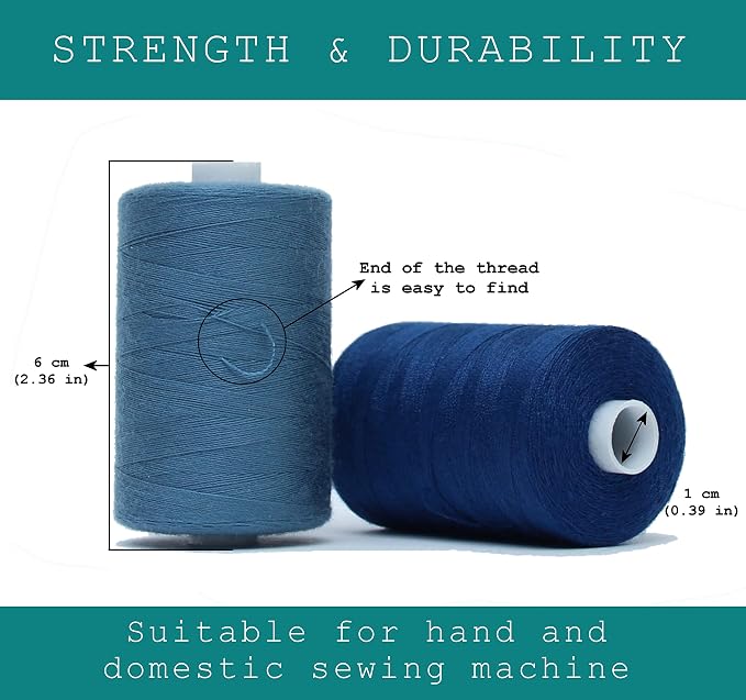 BlesSew Sewing Thread in Blue Color Tones – 6 Spools of Polyester Thread - Image 3