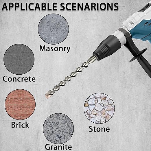 Direko 10-Piece 3/8 inch x 12 Inch SDS Plus Rotary Hammer Drill Bits Carbide Tipped Concert Drill Bits for Concrete, Brick, Cement Walls, Stone, Hammer Drill Bits for Concrete