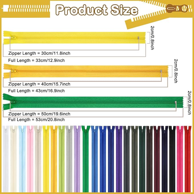 Zippers, DOITEM 72 pcs Zippers for Sewing 12 Inch 16 Inch 20 Inch Multicolor - Image 2