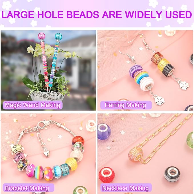 Zyehxed 220Pcs European Large Hole Craft Beads - Image 6