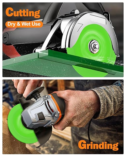 Glass Cutting Disc, Allmake 3pcs Rock Slab Grinding Disc 4.5 Inch for Angle Grinder, Diamond Glass Cutter Saw Blades for Grinding Cutting Bottle Crystal Ceramic Tile, Discos para Cortar Ceramica