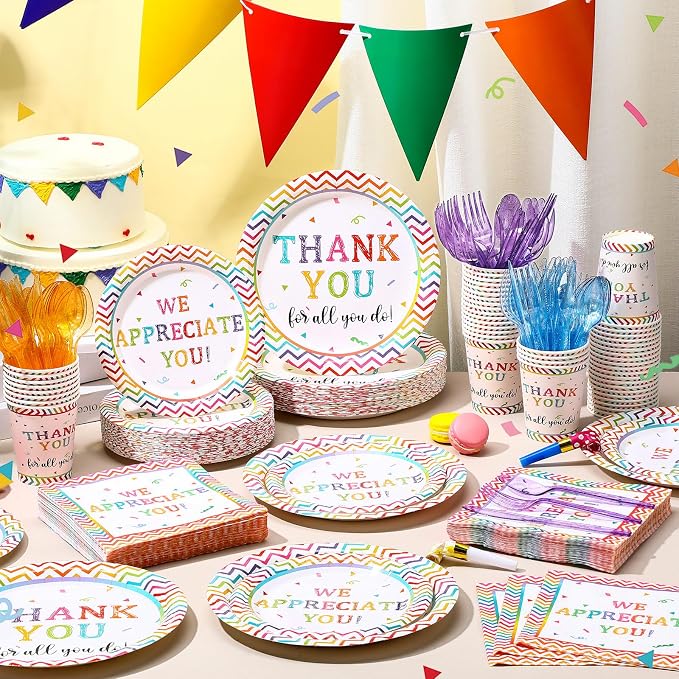 Pickmesh 400 Pcs Thank You Party Plates and Napkin Decoration We Appreciate You - Image 5