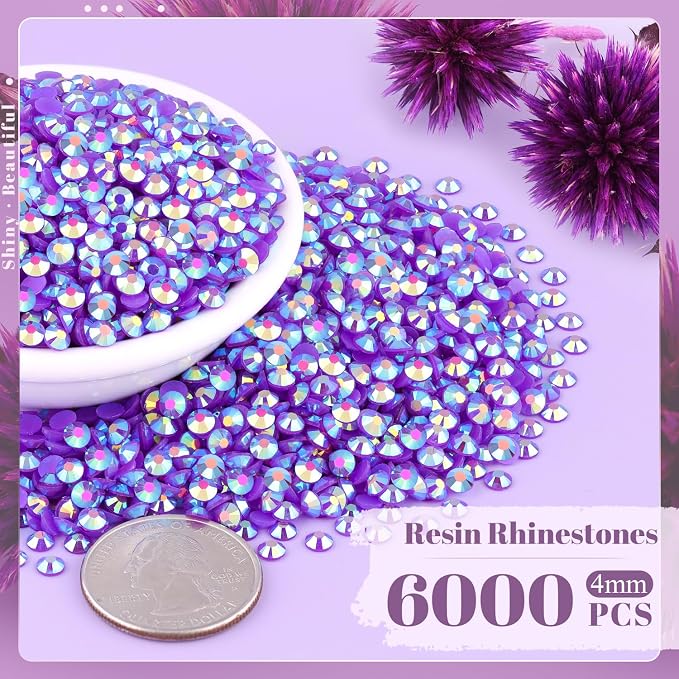 6000PCS 4mm Resin Jelly Rhinestones in Bulk, Bedazzling Flatback Crystals - Image 2