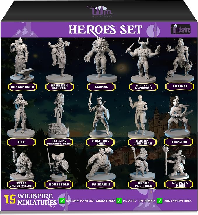 Wildspire Hero, Player-Character, NPC DND Miniatures, 28mm32mm Unpainted D&D by WildspireMiniatures
