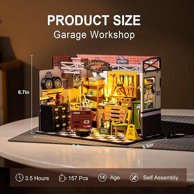 ROBOTIME Miniature House Kit DIY Mini Garage Workshop Tiny Model House Building - Image 5