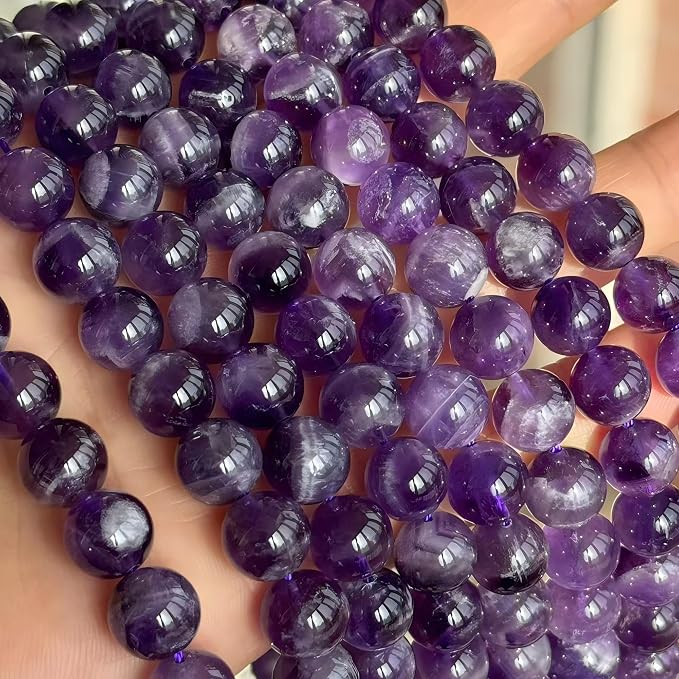 MJDCB Natural Dreamy Amethyst Beads Round Stone Beads DIY Loose Beads - Image 6