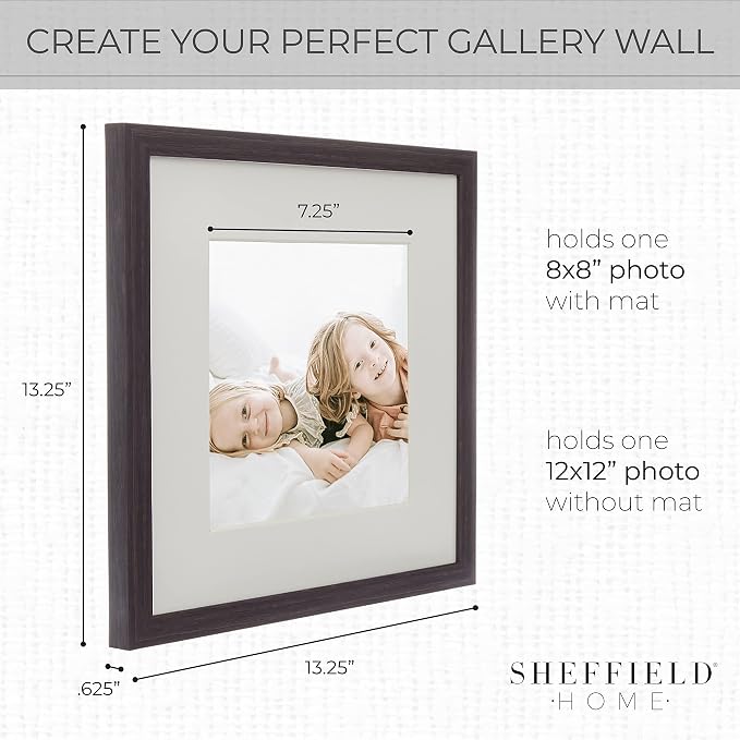 Sheffield Home 9 Piece Gallery Wall Frame Set, 12x12 Inch, Dark Oak - Image 3