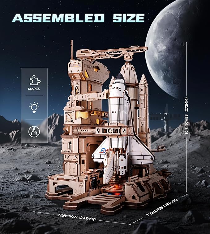 ROKR 3D Wooden Puzzles Space Shuttle-Dynamic Launch Base - Image 5