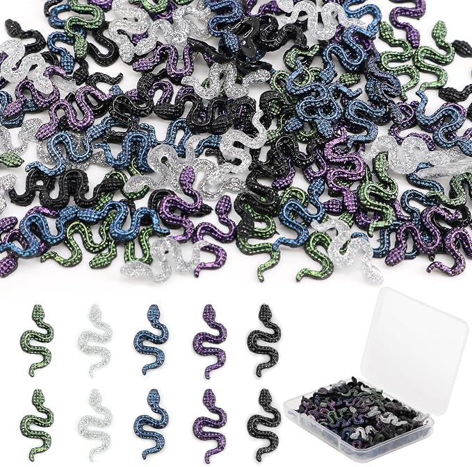 120Pcs Mini Resin Snakes, Miniature Halloween Tiny Snakes by QUPIVA