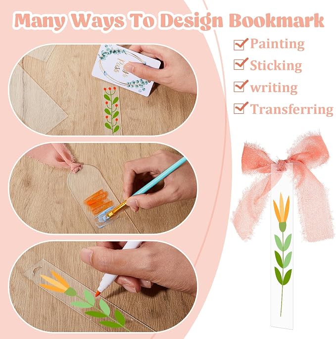 Yeaqee 100 Pcs Acrylic Bookmark Blanks Clear Bookmarks Acrylic Tags - Image 4