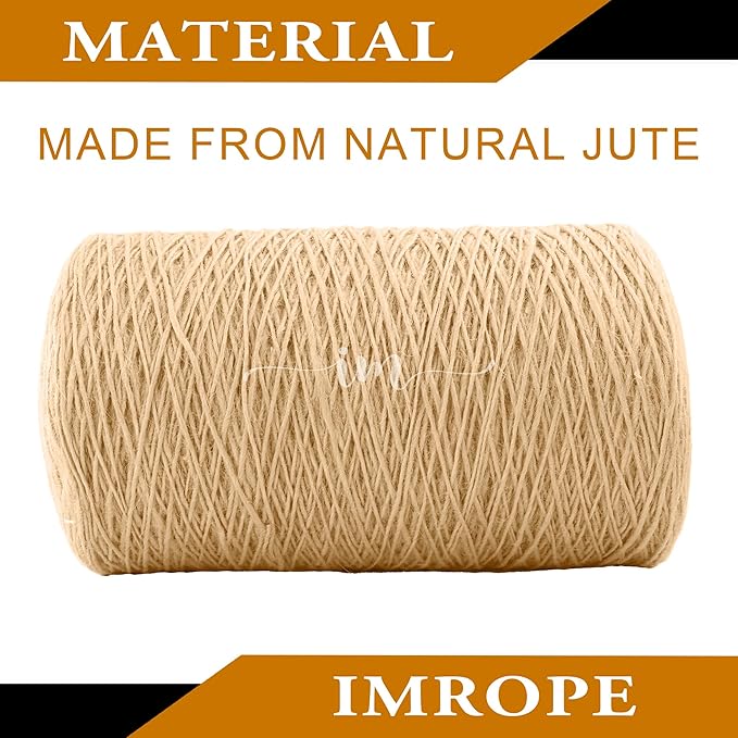 1.5mm x 2000 Feet Natural Jute Rope, Twine for Gardening Tomato Climbing Plant Tie Floristry Crafts Gift Wrapping Packing Decor