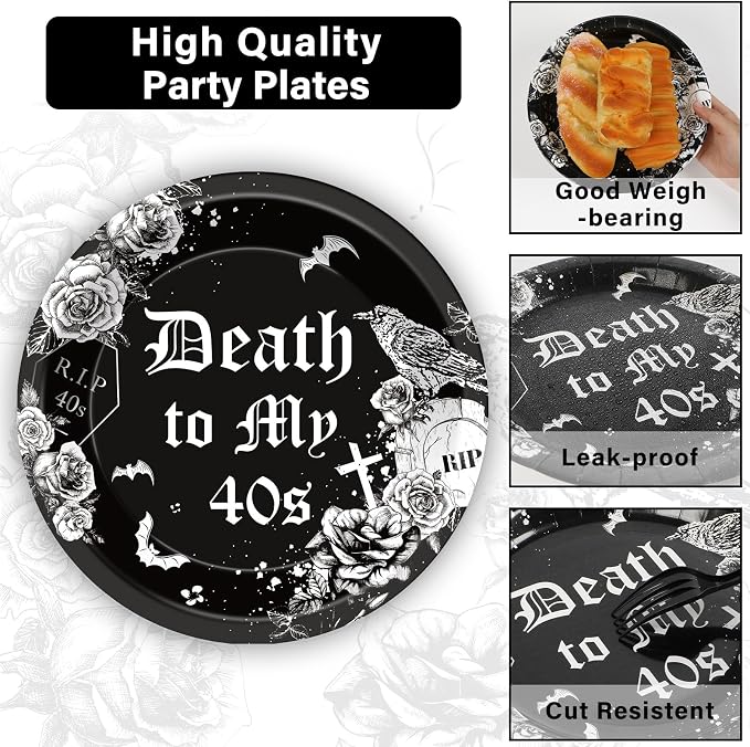 Qyeahkj 100 Pcs 50th Birthday Plates and Napkins Party Supplies Death To My - Image 3