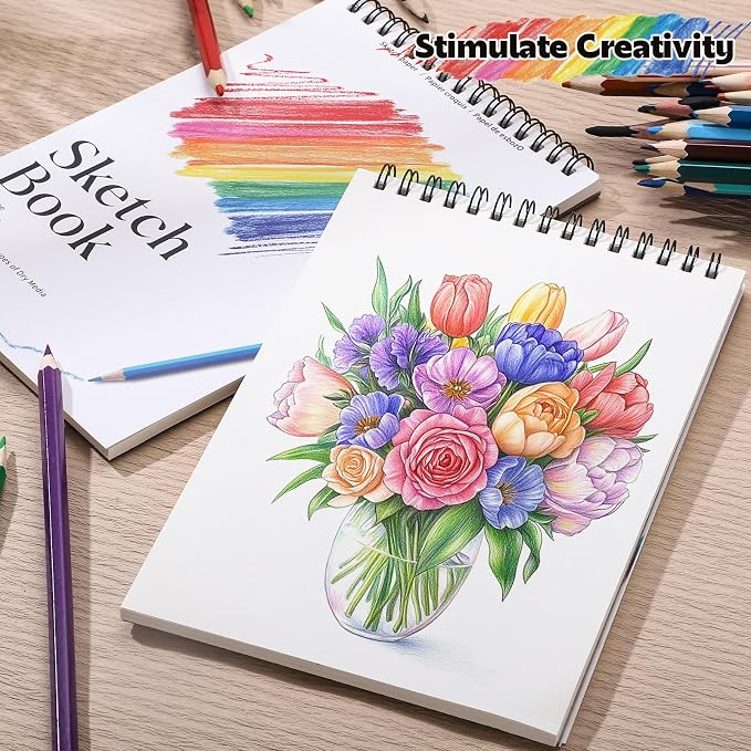 12 Pack Small Sketch Books, 5.5 x 8.5 Inch Mini Sketchbook, 68lb/100gsm Spiral - Image 6