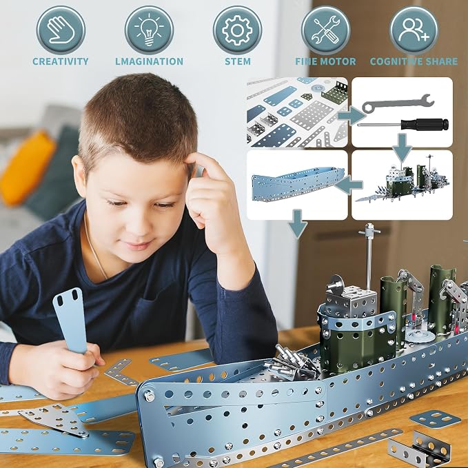 Lucky Doug Stem Building Projects Model Cruiser Ocean Ship Set, 504 Pieces Stem - Image 3