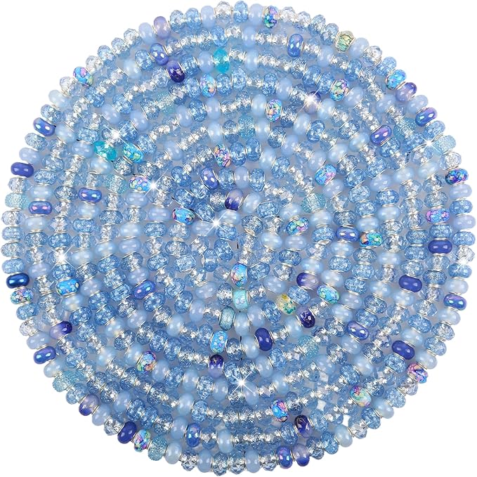 60Pcs Large Hole Beads Spacer Beads Blue Assorted European Craft Big Beads by BRACELETMAKINGKIT