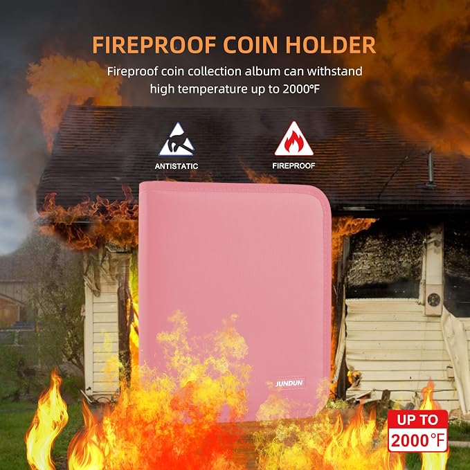 Coin Collection Book for Collector 260 Pockets Fireproof | Coin Collection - Image 2