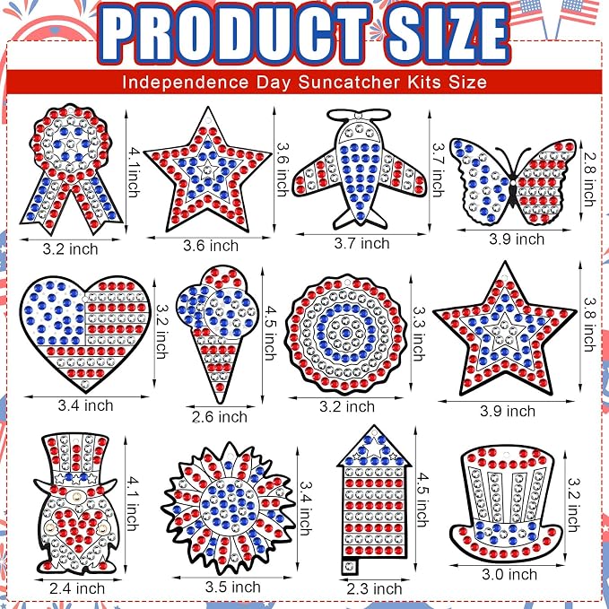 36 Sets 4th of July Patriotic Diamond Painting Crafts Ornaments 250th - Image 3
