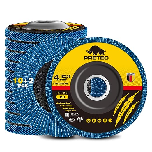 Flap Discs 4 1/2 for Angle Grinder, 12 Pcs Flap Discs 60 Grit, 4.5" x 7/8" High Density Zirconia Type 27 Flap Sanding Disc for Grinding, Rust Removal, Sanding and Finishing - 12 Packs