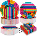 200pcs Mexican Fiesta Plates Napkins Floral Paper Tableware Set Fifth of May by Naozinebi