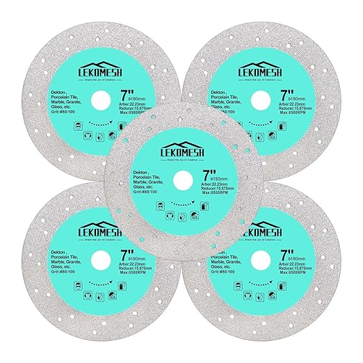 Rock Slab Grinding Disc - 7 inch Glass Cutter Disc(5pcs), Granite Cutting Blade, Diamond Grinder Wheel for Rock Slab, Stone, Tile, Marble, Granite, Glass Diamond Saw Blades