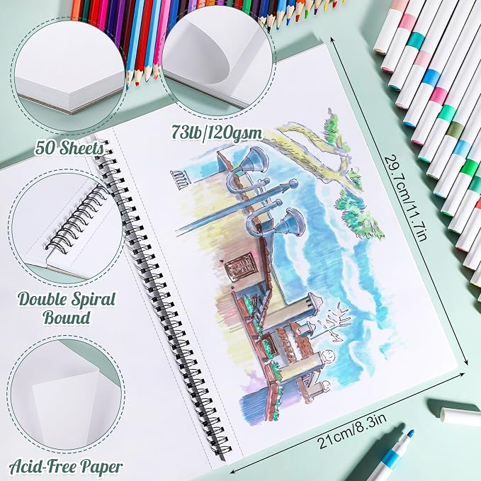 50 Sheets Marker Paper Pad, 8.3×11.7 Inch Bleedproof Art Sketch Pad, - Image 2