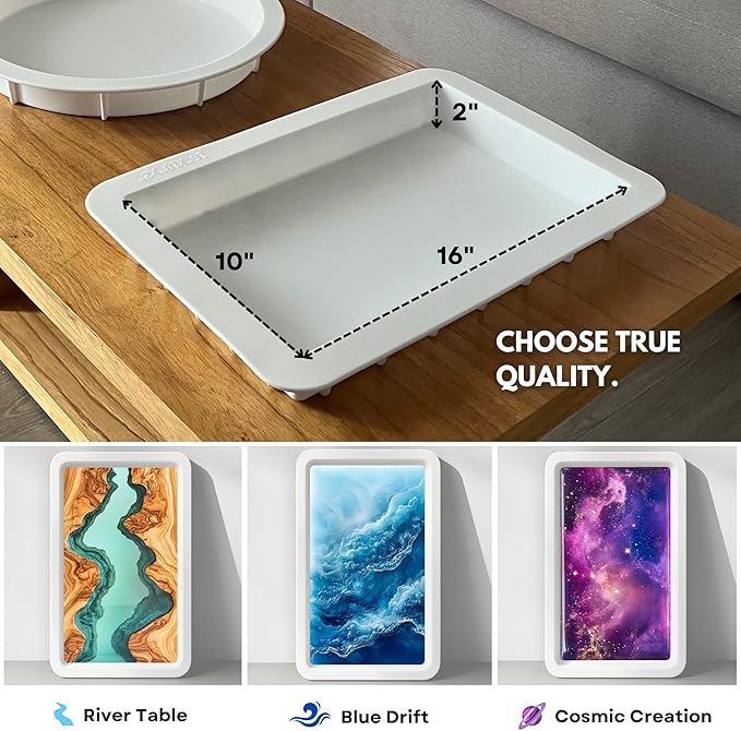 Alaskey® Large Premium Rectangular Resin Table Silicone Mold 16"x10" | Durable - Image 4