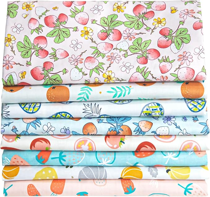 Aubliss 8pcs Fat Quarter Fabric Bundles Quilting Cotton Craft Fabric Pre-Cut by Aubliss