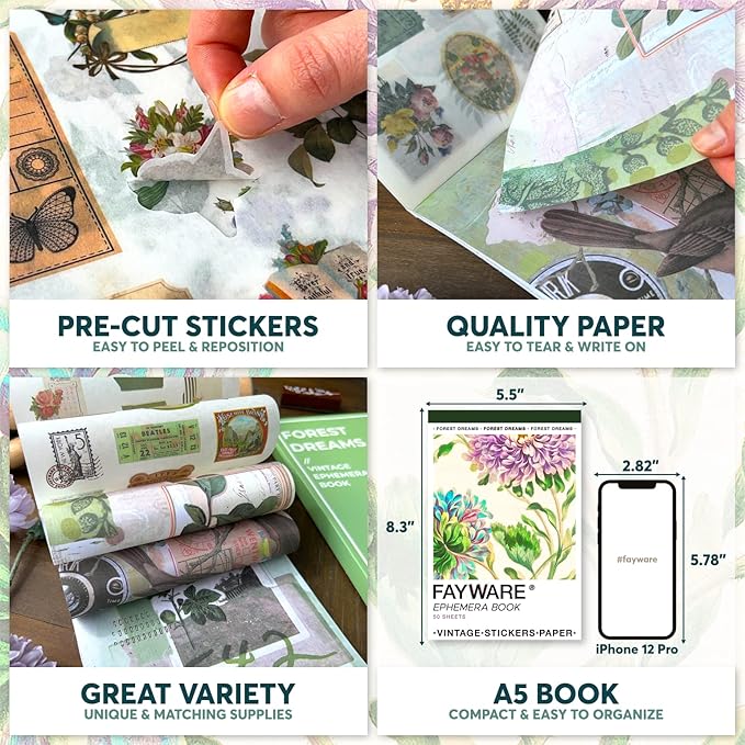 Fayware Washi Vintage Stickers for Scrapbooking - Image 3
