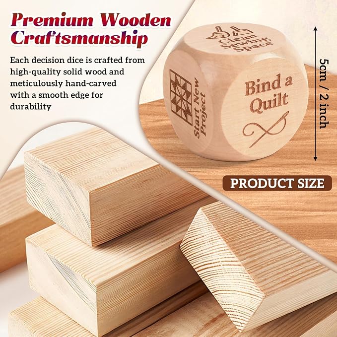 3pcs Quilter’s Dice, 6-Sided Wooden Quilting Decision Dice – Fun Sewing Gift - Image 7