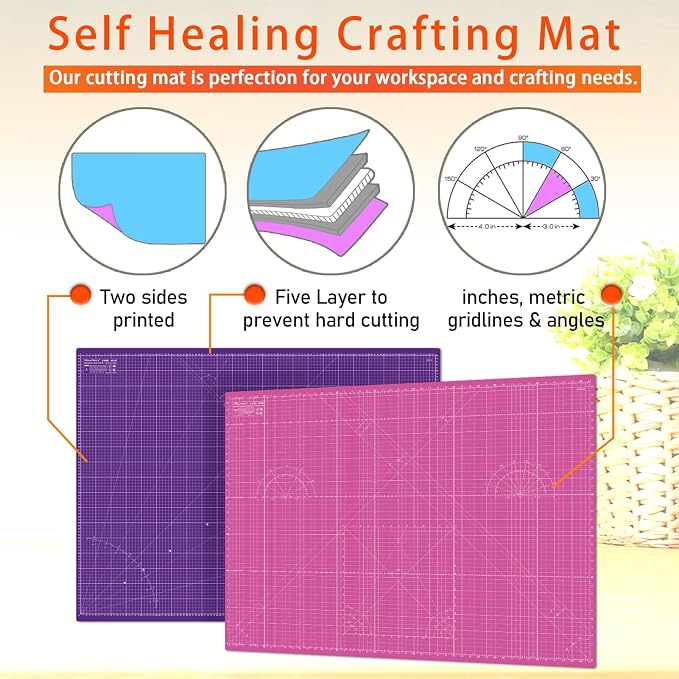 Self Healing Cutting Mat A3 12"x 18" Double Sided Pink Mat - Image 5