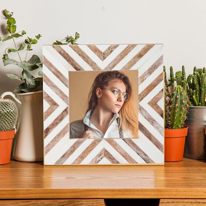 Picture Photo Frame Chevron Herringbone Art Inspired Vintage Table-Top/Wall - Image 2