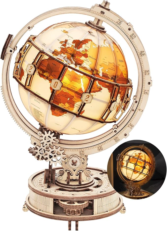 ROKR 3D Wooden Puzzles for Adults Illuminated Globe by ROKR-InterestingSmartPuzzleToys