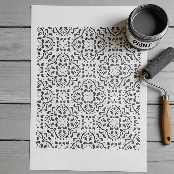 TIAMECH A4 Reusable Damask Frame Stencil - Image 5
