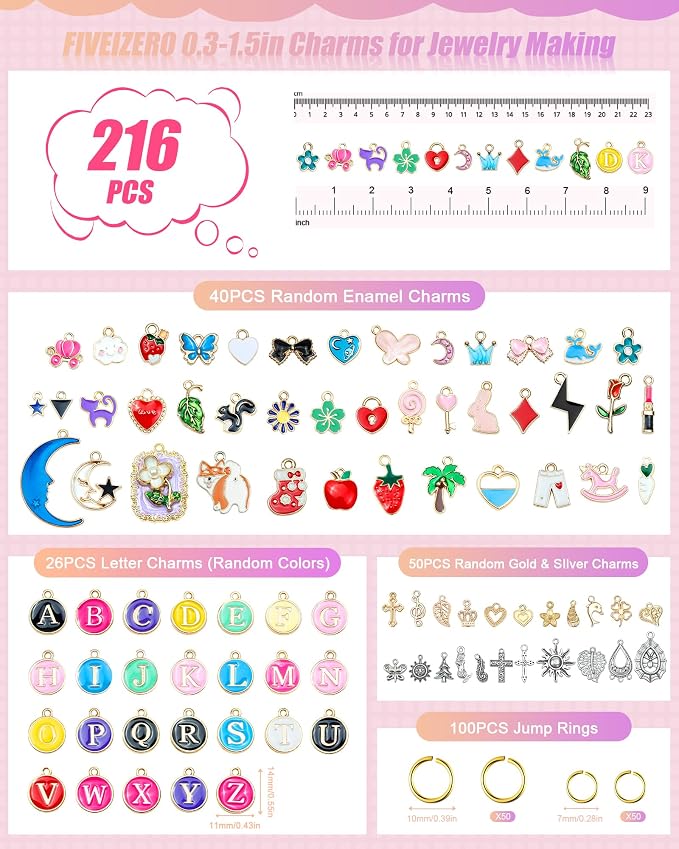 FIVEIZERO 216PCS Bracelet Charms - Image 2