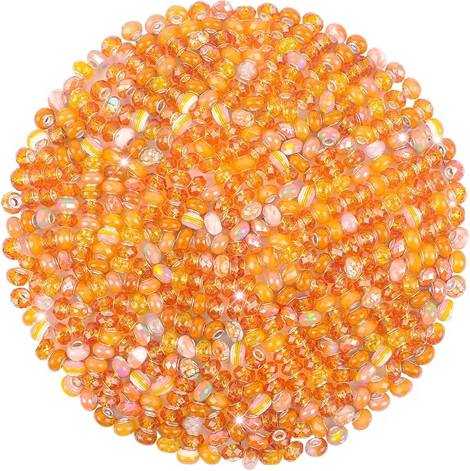 Large Hole Beads Spacer Beads Orange Assorted European Craft Big Beads Large by BRACELETMAKINGKIT