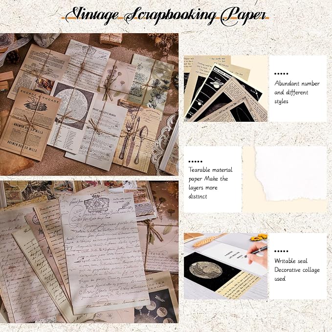 120Pcs Vintage Scrapbook Paper Kit - Image 8
