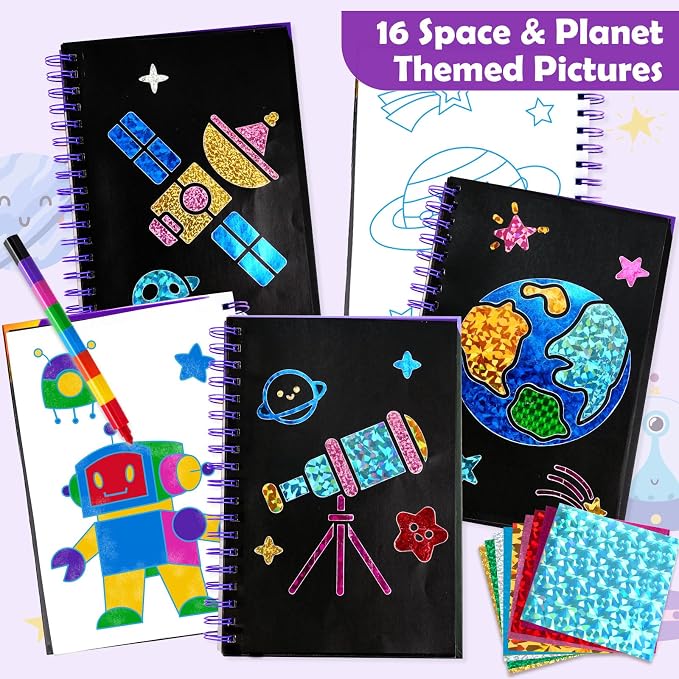 FUNNYB&G Foil Art Craft Kit for Boys 4-10 Years Old: Mess-Free & No-Glue - Image 7