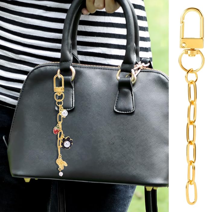 30pcs Gold Keychain Making Kit, Key Ring Swivel Snap Hook Chains, Extender - Image 6