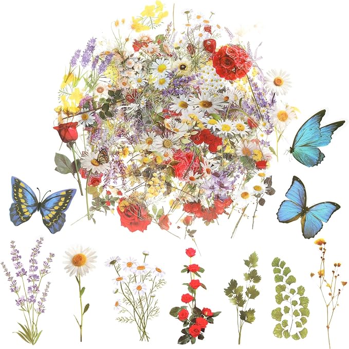 543PCS，70 Sheets Natural Flower Stickers by Unknown