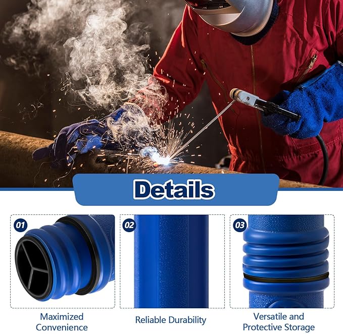 Tandefio 2pcs Welding Rod Storage 40 Inch Tig Rod Storage Canisters Welding Electrode Holder Airproof Waterproof Welding Rod Container (Blue)