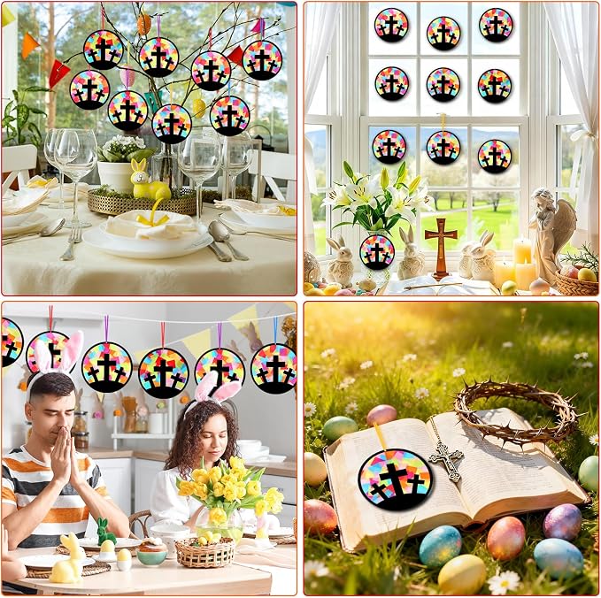 Eersida 32 Sets VBS Cross Suncatcher Craft Kit Christian Religious DIY Stained - Image 5