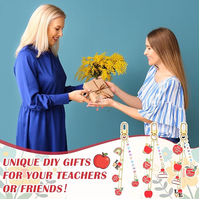 CraftyDream 558 Pcs Teacher Charm Keychain Making Kit Back to School Thank You - Image 7