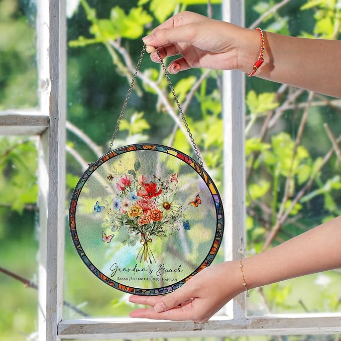 Custom Family Birth Flowers Glass Sun Catcher, Custom Mom's Grandma's Garden - Image 6