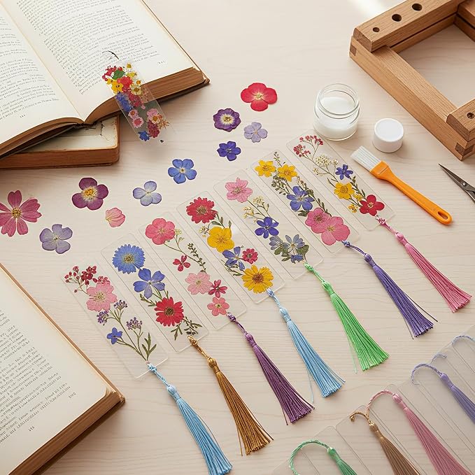 Eaasty 190 Pcs Pressed Flower Bookmark Making Kit, 24 Clear Acrylic Bookmarks - Image 7