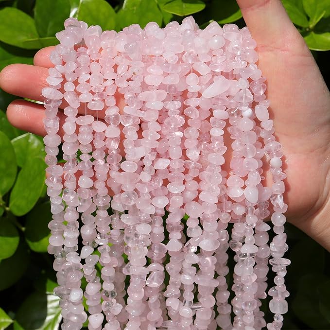 200 Pcs Crystal Chip Beads for Jewelry Making 5-8mm Rose Quartz | Natural Chip - Image 2